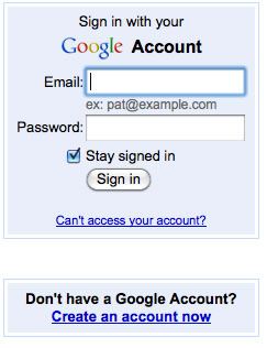 Google Sign In box